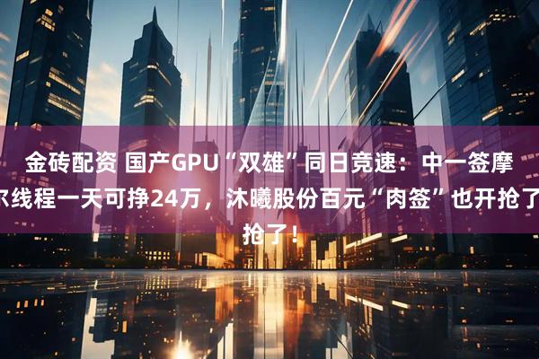 金砖配资 国产GPU“双雄”同日竞速：中一签摩尔线程一天可挣24万，沐曦股份百元“肉签”也开抢了！