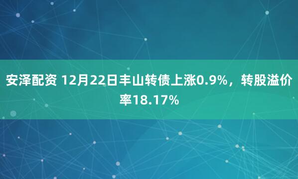 安泽配资 12月22日丰山转债上涨0.9%，转股溢价率18.17%